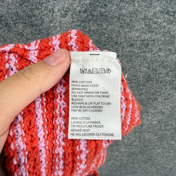 Urban Outfitters Top Women M Medium Red Striped Sleeveless Halter Neck Cotton - Picture 4 of 5